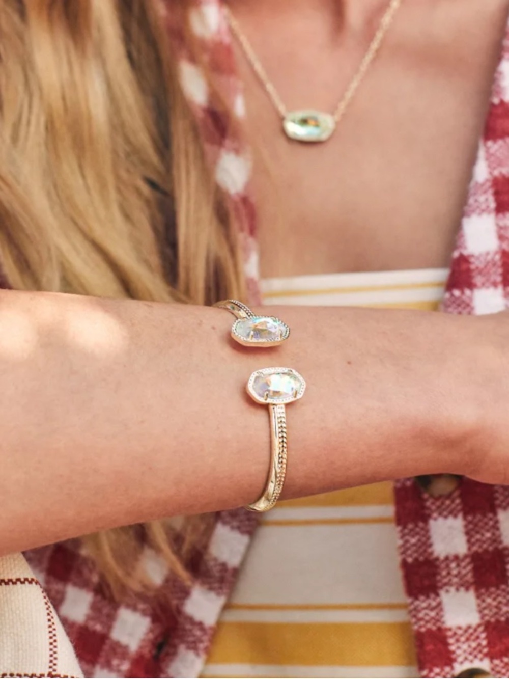 NWT Kendra Scott Dichroic Elton Cuff Bracelet Gold - Picture 3 of 5